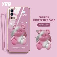 เคสโทรศัพท์ YBD สำหรับ OPPO A55 4G A55 5G นิ่มโปร่งใสหมีรุนแรงการ์ตูนไล่ระดับสีพร้อมกรอบป้องกันกล้องเลนส์คลุมทั้งหมด