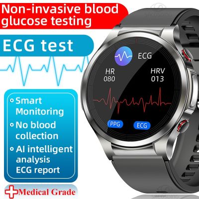 New Blood Glucose Smart Watch Men ECG PPG Heart Rate Blood Pressure Blood Oxygen Body Temperature Monitoring Smart Watches Men