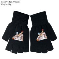 Kuroko 39;s Basketball Cartoon Knitted Half Finger Gloves Boys Girls Autumn Winter Warm Black Cosplay Fashion Mittens Gifts Otaku