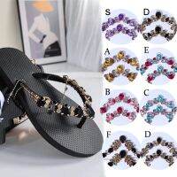 【CC】✉  2Pcs Ladies Sandal Beach Slider Decorate Chain Garment Sewing Accessory Metal Rhinestone