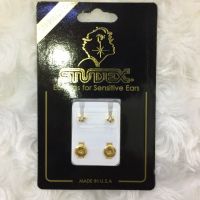 ต่างหูSTUDEX รูปดาวคริสตัลสำหรับผู้แพ้ง่าย earring for sensitive ears made in USA วัสดุสแตนเลสเกรดเดียวกับเครื่องมือแพทย์ 316L สีทองหุ้มทอง 100%