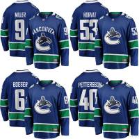 NHL Vancouver Canucks Home Jersey Miller Horvat Pettersson Boeser Long Sleeve Fans Sports Tops Plus Size