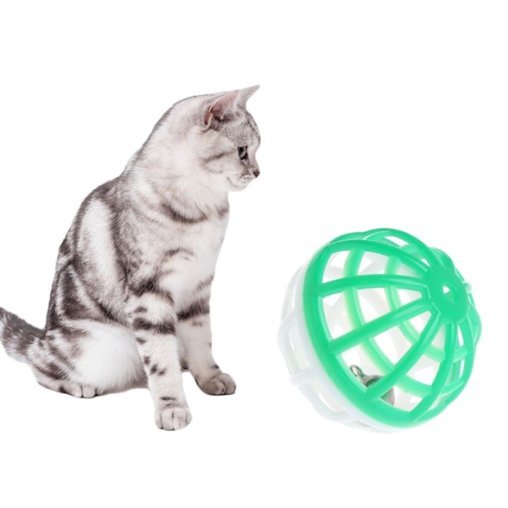 5-pcs-cat-ของเล่นกระดิ่งลูกบอลกลวงเสียงเกมสัตว์เลี้ยงลูกแมวพลาสติกของเล่นตอบโต้ได้