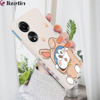 Jizetin เคสโทรศัพท์สำหรับ OPPO A78 4G ใหม่เคสลายการ์ตูนแมวน่ารัก Doraemn เคสโทรศัพท์คลุมทั้งหมดน้ำรูปแบบขอบสี่เหลี่ยมเคสป้องกันกล้องปลอกซิลิโคน