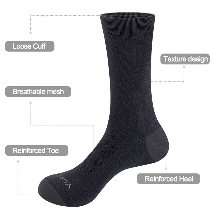 yuedge-5-pairs-men-breathable-combed-cotton-business-loose-fitting-plain-thin-socks-37-46