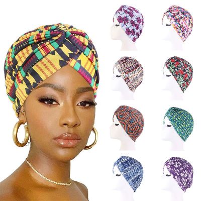 【YF】 Hot Sale!Women Print Flower Knot Muslim Turban Inner Hijab Caps Cancer Ruffle Chemo Hat Beanie Bonnet India Hijabs For Woman