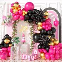 126 Pieces Peach Pink Black Water Drop Foil Balloon Garland Arch Kit Birthday Baby Shower Wedding Bachelorette Party Decorations Balloons