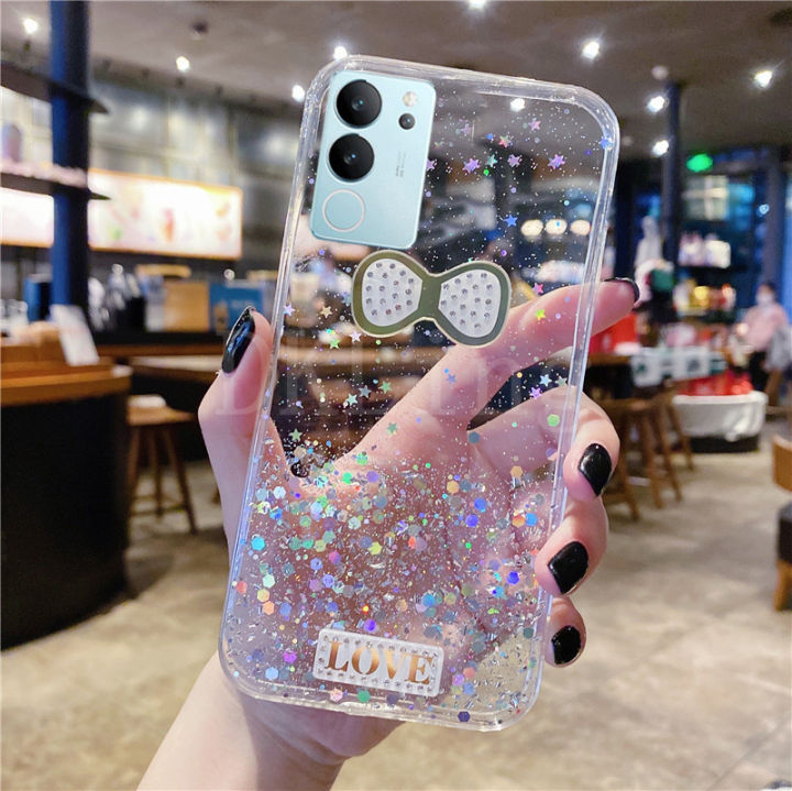 เคสมือถือเคสสำหรับ-vivo-v29-5g-ใหม่ขายดีเคส-vivo-v29ใสลายดาวระยิบระยับน่ารักโบว์แวววาวการ์ตูนฝาหลัง-vivov29-5g