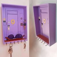 ﹉ TV Series Friends Keychain Monica Purple Door Hanger Handmade Yellow Wood Photo Frames Home Decoration Wall Decorate Collectible