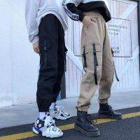 CODhan14416 Unisex korset celana Cargo pants Multi Pockets Casual pant High Waist Solid military pants celana baggy pants wanita