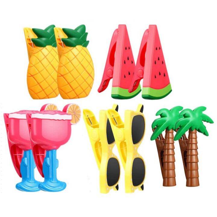 10-pcs-beach-towel-clips-portable-chair-holders-bright-color-towel-clips-plastic-cute-clothes-clips