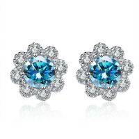 0.5 Carat 5mm Certificated Moissanite Fine Stud Earrings S925 Sterling Silver Flower Shape Party Earrings for Female