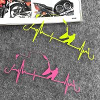 ❧ Heartbeat Fishing Reflective Motorcycle Accessories Moto Stickers for Kawasaki Z900 KTM Yamaha MT 07 MT 09 Honda CB650R Vespa