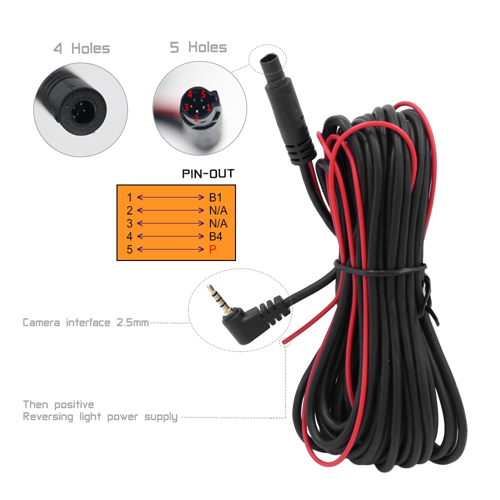 Backup Camera Cable DVR Video Cable for Backup Camera Mirror 4Pin to 2.5mm Jack Cable Connector Video Extension Cable 10M/32.8FT 