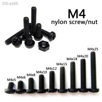 50pcs Black Plastic Nylon M4 Round Pan Phillips Head Screw Bolt Hex Nut