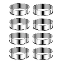 3.15 Inch Muffin Rings Crumpet Rings, 8Pcs Stainless Steel Muffin Rings Molds Double Rolled Tart Rings Round Tart Ring