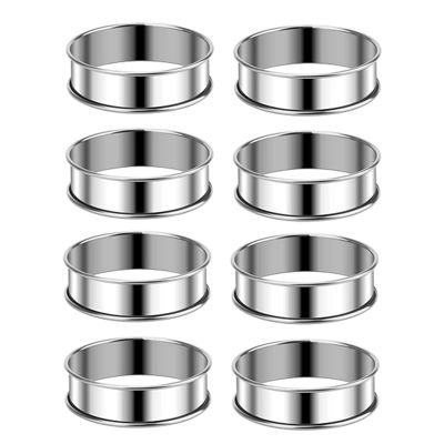 3.15 Inch Muffin Rings Crumpet Rings, 8Pcs Stainless Steel Muffin Rings Double Rolled Tart Rings Round Tart Ring