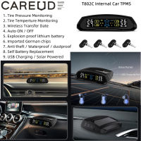 CAREUD T802C-NF + รถไร้สาย TPMS ยานพาหนะ TPMS ระบบตรวจสอบความดันลมยางด้วย 4 เซ็นเซอร์ชาร์จพอร์ต USB พลังงานแสงอาทิตย์