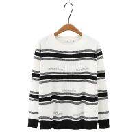 Big Size XL-3XL Womens Striped Spring Autumn Sweatshirts Oversized Fashion Letter Embroidery Female Pullovers