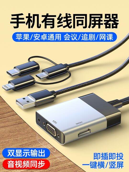 ♈ Wired samescreen device mobile phone connected to TV projector 4K