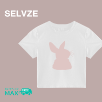 SELVZE ฉบับภาษาเกาหลีของเสื้อยืดสั้นรูปกระต่ายน่ารักสบายๆสำหรับผู้หญิง