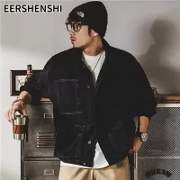 EERSHENSHI ผู้ชาย Denim แจ็คเก็ต High-End American Casual Vintage Cargo Jacket ใหม่หลวมอินเทรนด์ยี่ห้อ Top