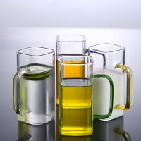 【hot】❐ Glass Cup with Handle Resistant Handgrip Restaurant Juice Beer Mugs