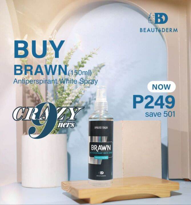 Buy BEAUTeDERM Spruce and Dash Brawn Antiperspirant White Spray 150ml for 249php only! Lazada PH