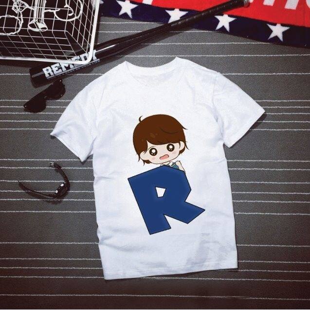 เสื้อยืดตัวอักษรภาษาอังกฤษน่ารักๆ-ตัว-r-การ์ตูนชาย