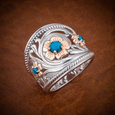 แหวนดอกไม้ประดิษฐ์สีฟ้าคู่ขอบของฟ้าย้อนยุคสง่างาม