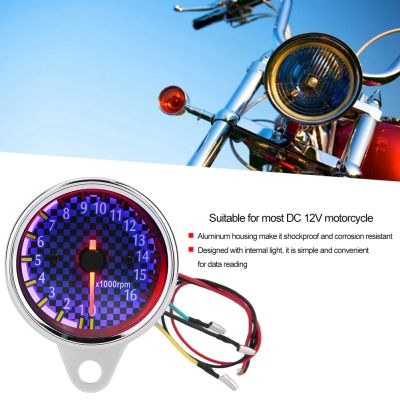 Tachometer DC 12V Universal Motorcycle LED Display Tachometer Electronic Tach Meter Gauge 16000rpm