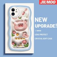 เคส JIUMOO สำหรับ iPhone 11 Pro 11 Pro Max เคส3D ลายการ์ตูนดอกไม้ดีไซน์ใหม่หมูขอบคลื่นคอลอร์กันกระแทกแบบใสนิ่มเคสมือถือโปร่งใสลายกล้องถ่ายรูปที่สร้างสรรค์ซิลิกาเจลฝาครอบป้องกัน