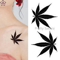 10ชิ้น/เซ็ตกันน้ำชั่วคราวสีดำ Maple Tattoo สติกเกอร์ Clover Leaf Tattoo แฟลชสักปลอมน้ำสำหรับผู้ชายผู้หญิง