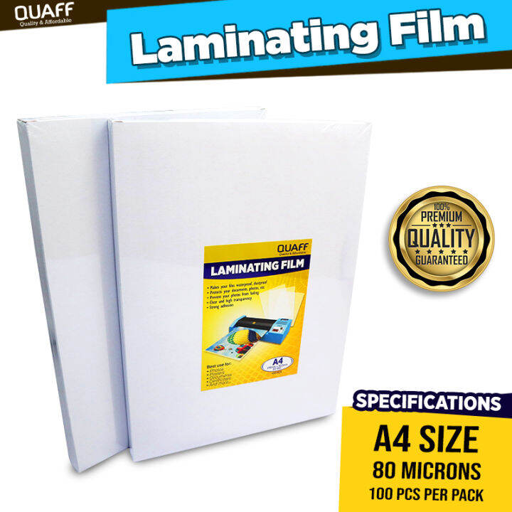 QUAFF Laminating Film A4 Size 80 Microns - 100 sheets per pack | Lazada PH