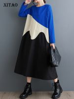 XITAO Dress Long Sleeve Casual Irregular Patchwork Dress