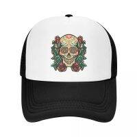 หมวกเบสบอล Rose Sugar Skull แบบกำหนดเองสำหรับผู้ชายและผู้หญิงหมวกกีฬา Trucker Breathable