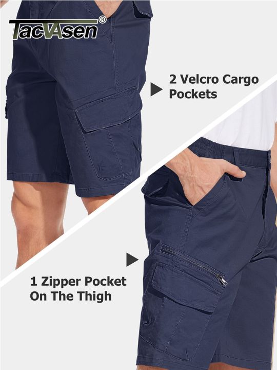 tacvasen-กางเกงขาสั้นผ้าแฟชั่นผู้ชายหลายกระเป๋าขนส่งทำจากผ้าฝ้าย97-กางเกงผ้าริปหยุดทำงานทรงหลวมกางเกงขาสั้นสไตล์ซาฟารีลำลองสำหรับกิจกรรมกลางแจ้ง