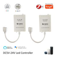 TUYA ตัวควบคุมไฟ Led อัจฉริยะ Zigbee 12V 5V 24V RGB RGBCW Rgbct แถบควบคุมหรี่แสงได้ทำงาน Zigbee2mqtt Alexa Echo Plus ZHA