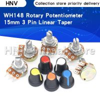 【CW】 5 Sets WH148 1K 10K 20K 50K 100K 500K Ohm 15mm 3 Pin Linear Taper Potentiometer Resistor for with AG2 cap