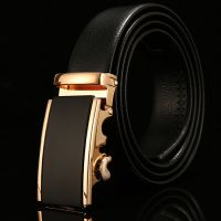 VERSDO Mens Automatic Buckle Leather Formal Leather Buckle Waist Belt