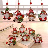 Navidad 2022 Christmas Tree Painted Wooden Pendant 12pcs/box Gnome Ornaments Christmas Decoration for Home New Year 2023 Decor