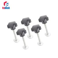 【cw】 5pcs x 50mm Thread Star Clamping Grips Knob Handle with Plate Screw on Knobs Plum Hand Tighten ！