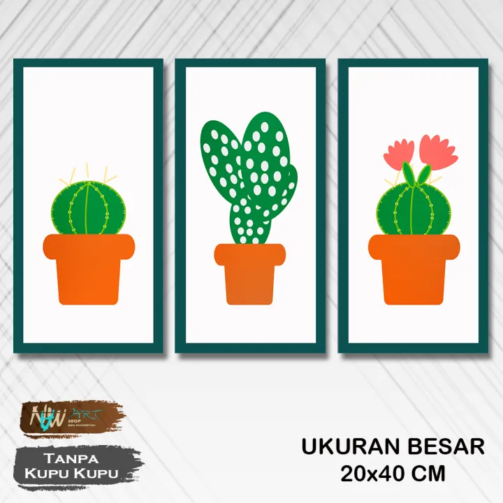 Hiasan dinding WHITE FLOWER KAKTUS REAL PICT ruangan tengah rumah