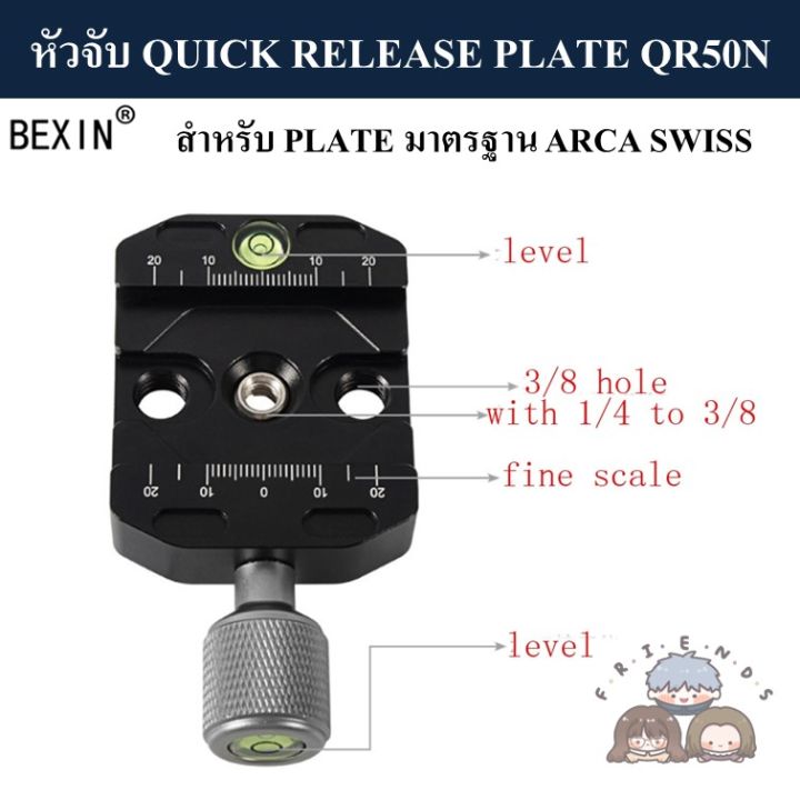 bexin-หัวจับ-quick-release-plate-qr-50n-qr-70n-มาตรฐาน-arca-swiss-clamp-qr50n-qr70n-arca-swiss-standard-qr50-qr70-pu50-pu70-หัวบอล-ball-head