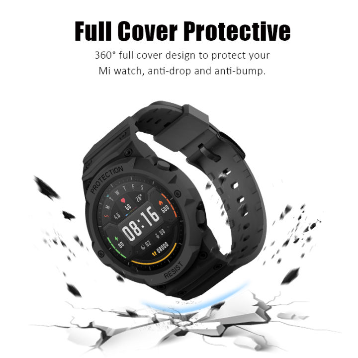 2-in-1-glacier-sport-สายนาฬิกาซิลิโคนสำหรับนาฬิกา-xiaomi-color-mi-watch-global-version-armor-integral-strap-เคสป้องกันสำหรับ-mi-watch-color