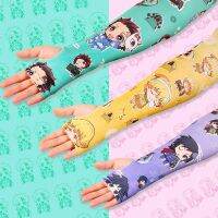 New Anime Demon Slayer Kamado Tanjirou Arm Sleeves Sun UV Protection Hand Protector Ice Silk Sleeves Outdoor Sports Accessories