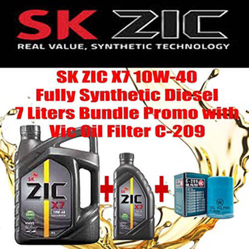SK ZIC X7 10W-40 Diesel Fully Synthetic 7 Liters with Vic Oil Filter C ...