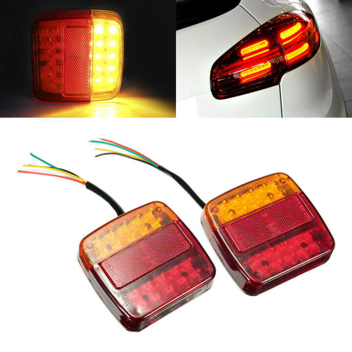 2Pcs 12V Car Trailer Trucks Tail light Car 20 LED Rear Tail Light Running Turn Signal Rear Lamps