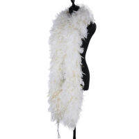 คุณภาพสูง Fluffy Turkey Feathers Boa Shawl 130กรัมสีขาวทองลวด Feather ตกแต่งสำหรับ Stage Party หัตถกรรม2เมตร