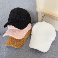 ▩❀ New Winter Women Baseball Cap Artificial Lamb Wool Hats Version Tide Warm Cap Plush Baseball Caps Autumn Baseball Cap